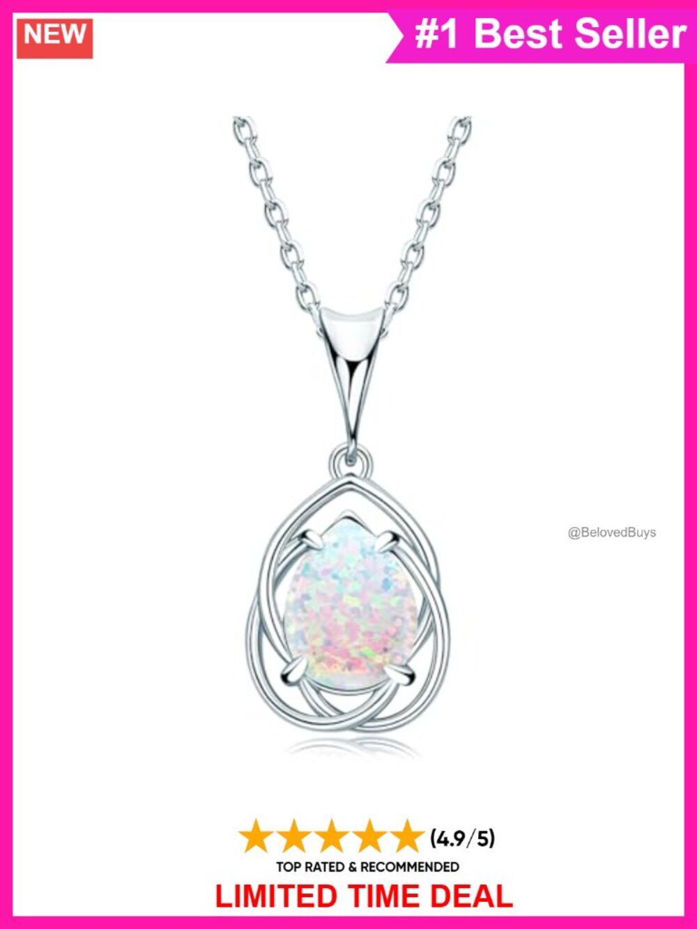 925 Sterling Silver Opal Love Knot Pendant Necklace Gift for Her